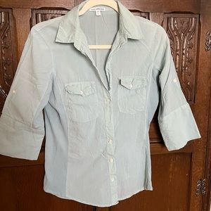 James Perse ribbed panel button front shirt